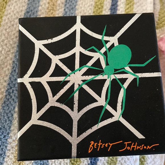 Betsey Johnson Black and Pink Crystal Spider Earrings - Picture 2 of 3